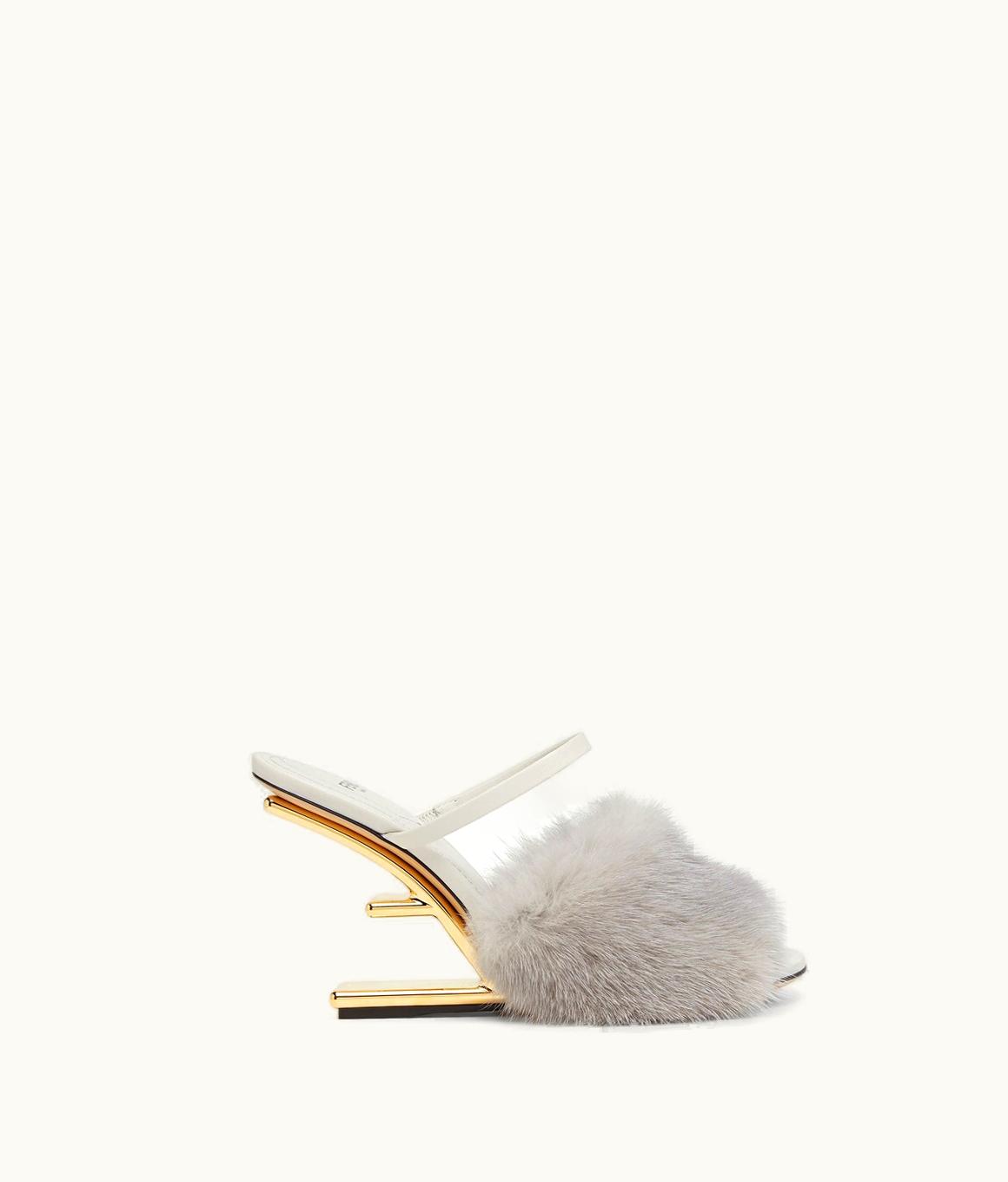 Fendi Fendi First - Pale Gray Mink High-Heeled Sandals