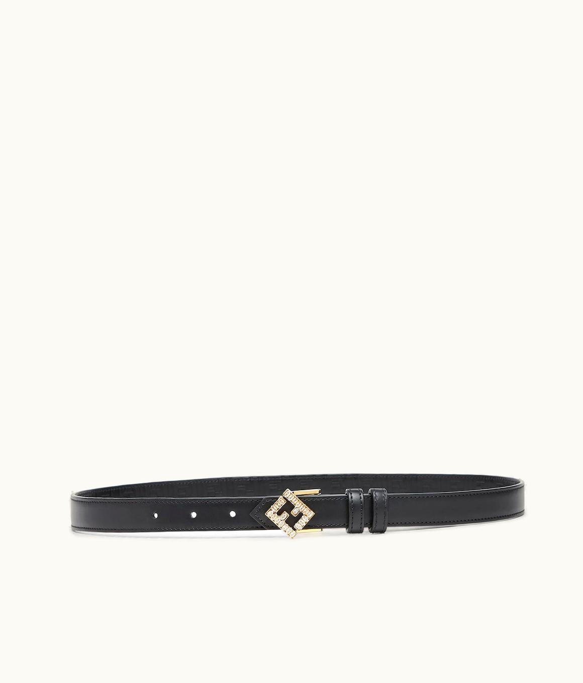 Fendi Fendi FF Diamonds Belt - Black Leather Reversible Belt