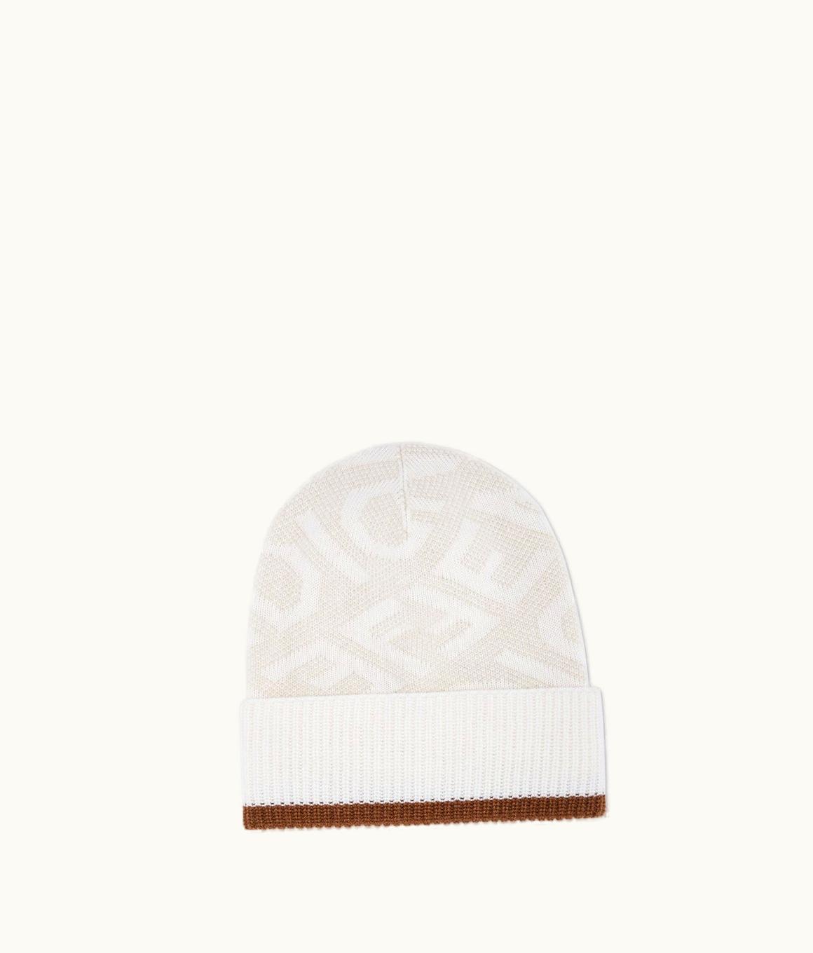 Fendi Fendi Beanie - Cream Cashmere And Mohair Hat