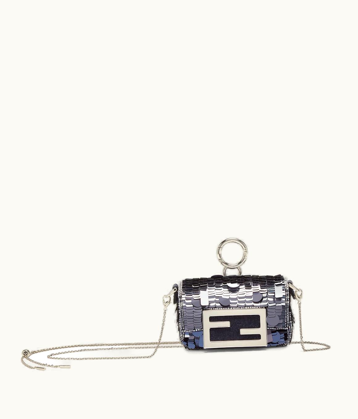 Fendi Fendi Baguette Nano Sequin Charm Bag - Blue