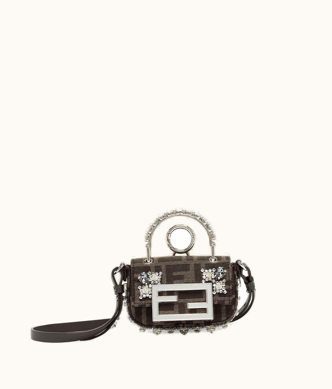 Fendi Fendi Nano Baguette Maxi Handle - Brown Fabric Mini-Bag