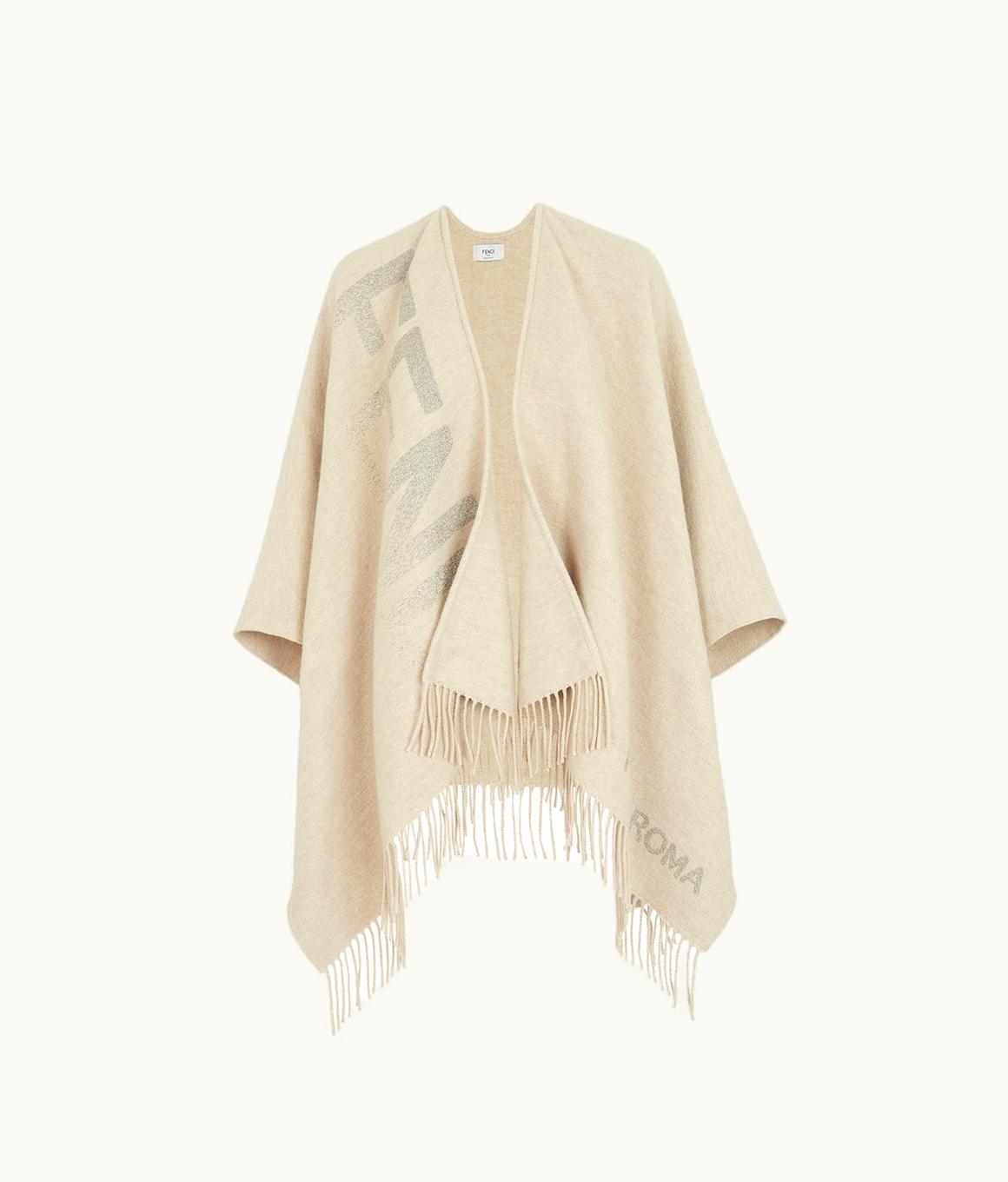 Fendi Fendi Stefano Pilati Fringed Wool And Cashmere Poncho Beige Silver