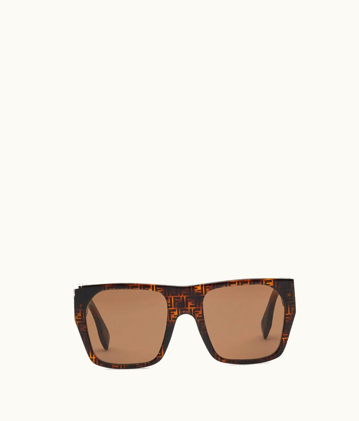 Fendi Fendi Baguette FF Havana Acetate Oversized Sunglasses Brown