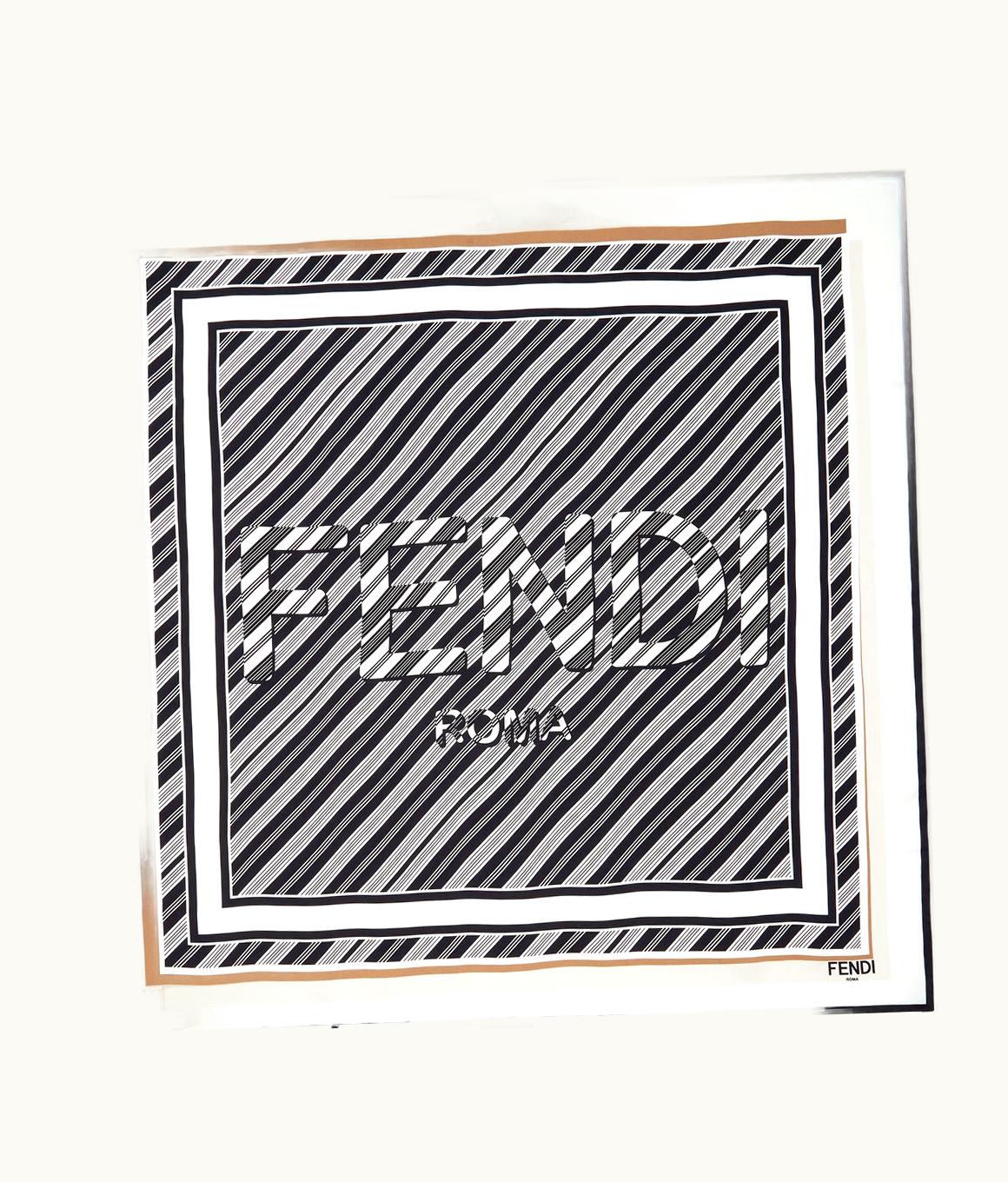 Fendi Fendi Roma Stripes Foulard - White Silk Foulard