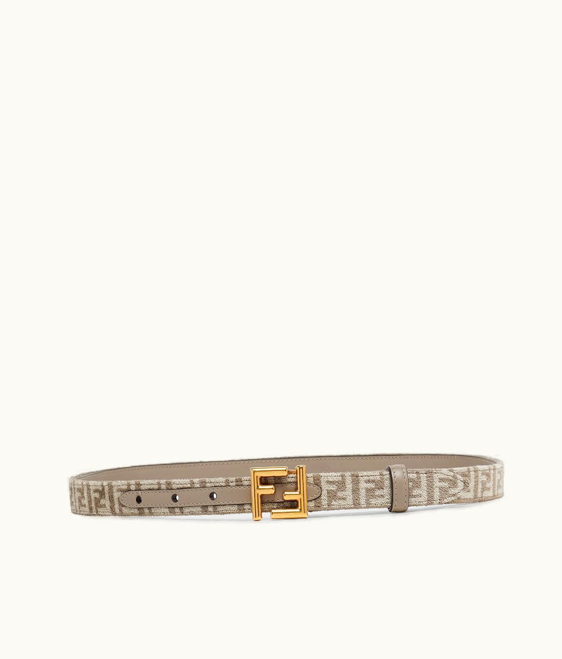 Fendi Fendi FF Belt - Dove Gray Tapestry Fabric Belt