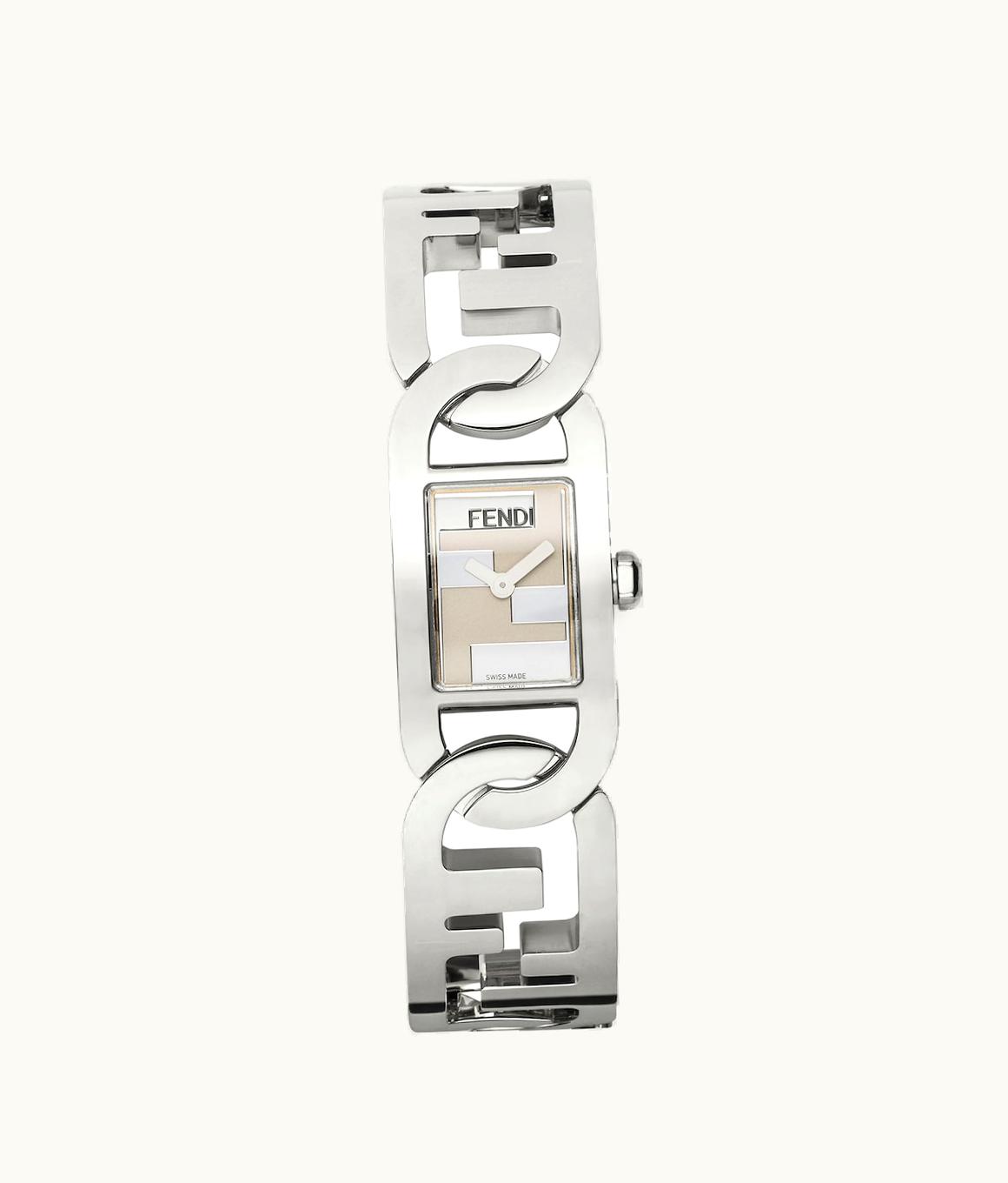 Fendi Fendi O'Lock Gourmette Silver Stainless Steel Rectangular Watch