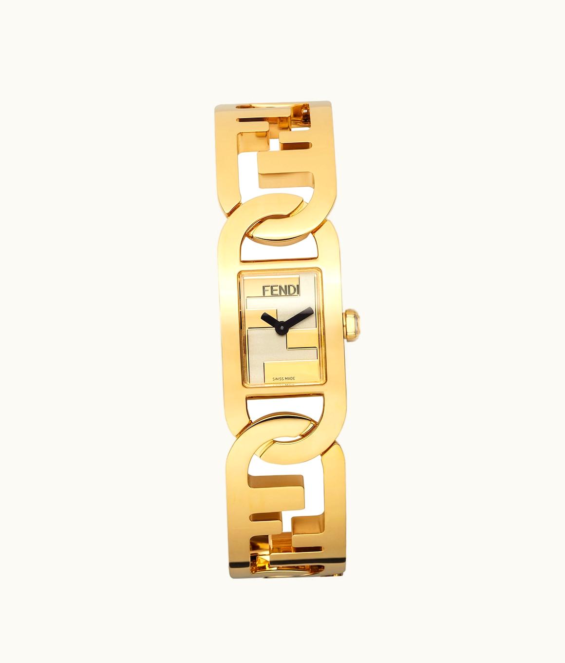 Fendi Fendi O'Lock Gourmette Gold Rectangular Watch With FF Logo
