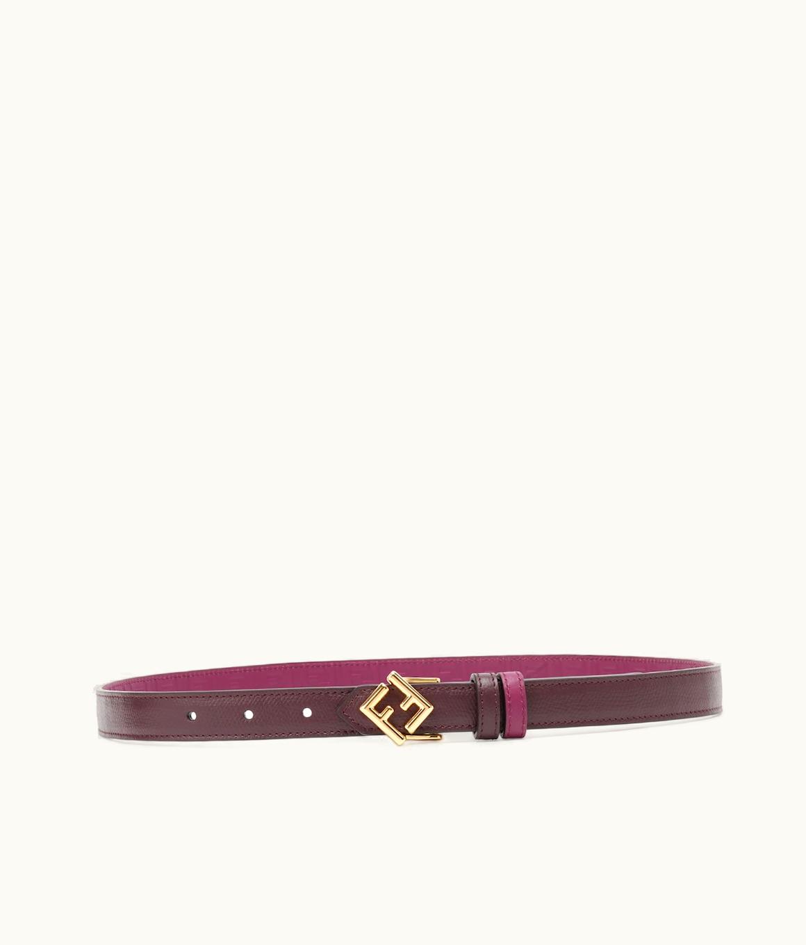 Fendi Fendi FF Diamonds Belt - Burgundy Leather Reversible Belt