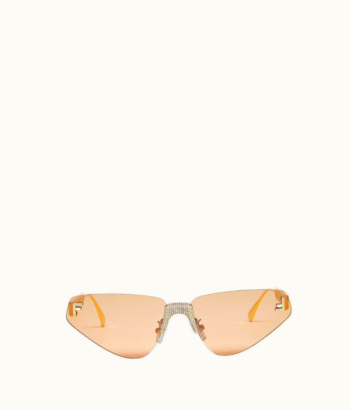 Fendi Fendi First Crystal Cat-Eye Rimless Sunglasses Brown