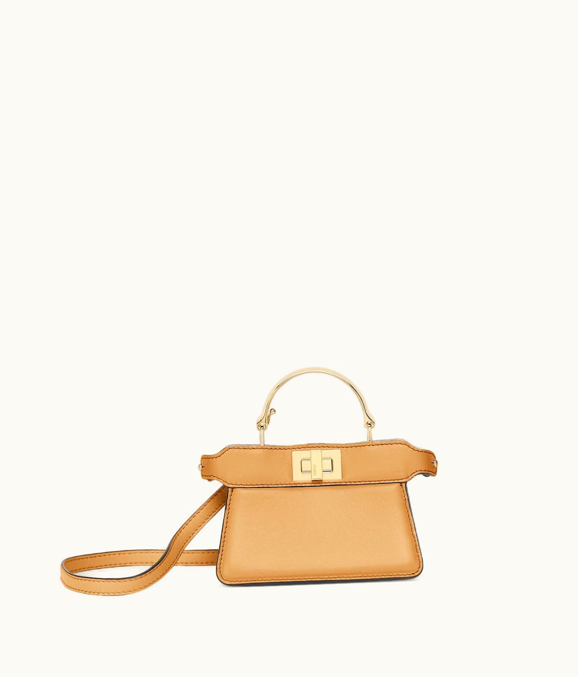 Fendi Fendi Nano Peekaboo Maxi Handle - Beige Nappa Leather Mini Bag