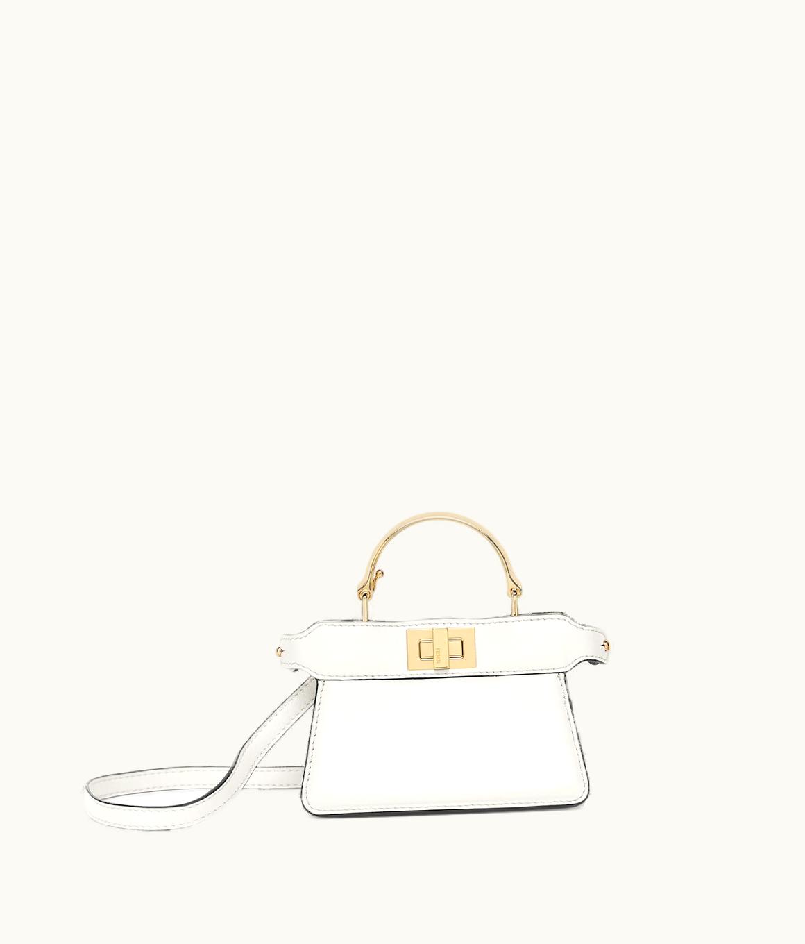 Fendi Fendi Nano Peekaboo Maxi Handle - White Nappa Leather Mini Bag