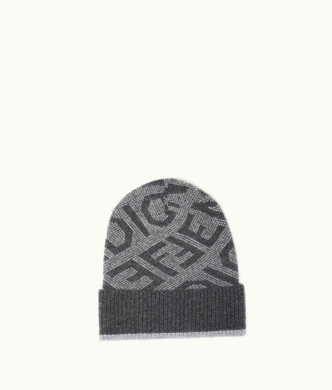 Fendi Fendi Beanie - Dark Gray Cashmere And Mohair Hat