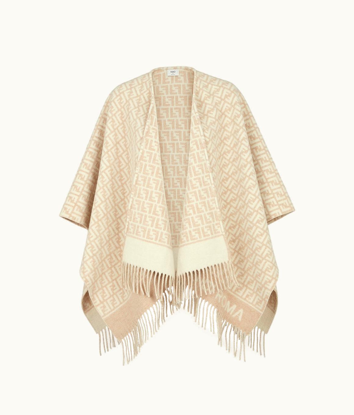 Fendi Fendi Roma FF Jacquard Wool And Cashmere Poncho - Ivory and Beige