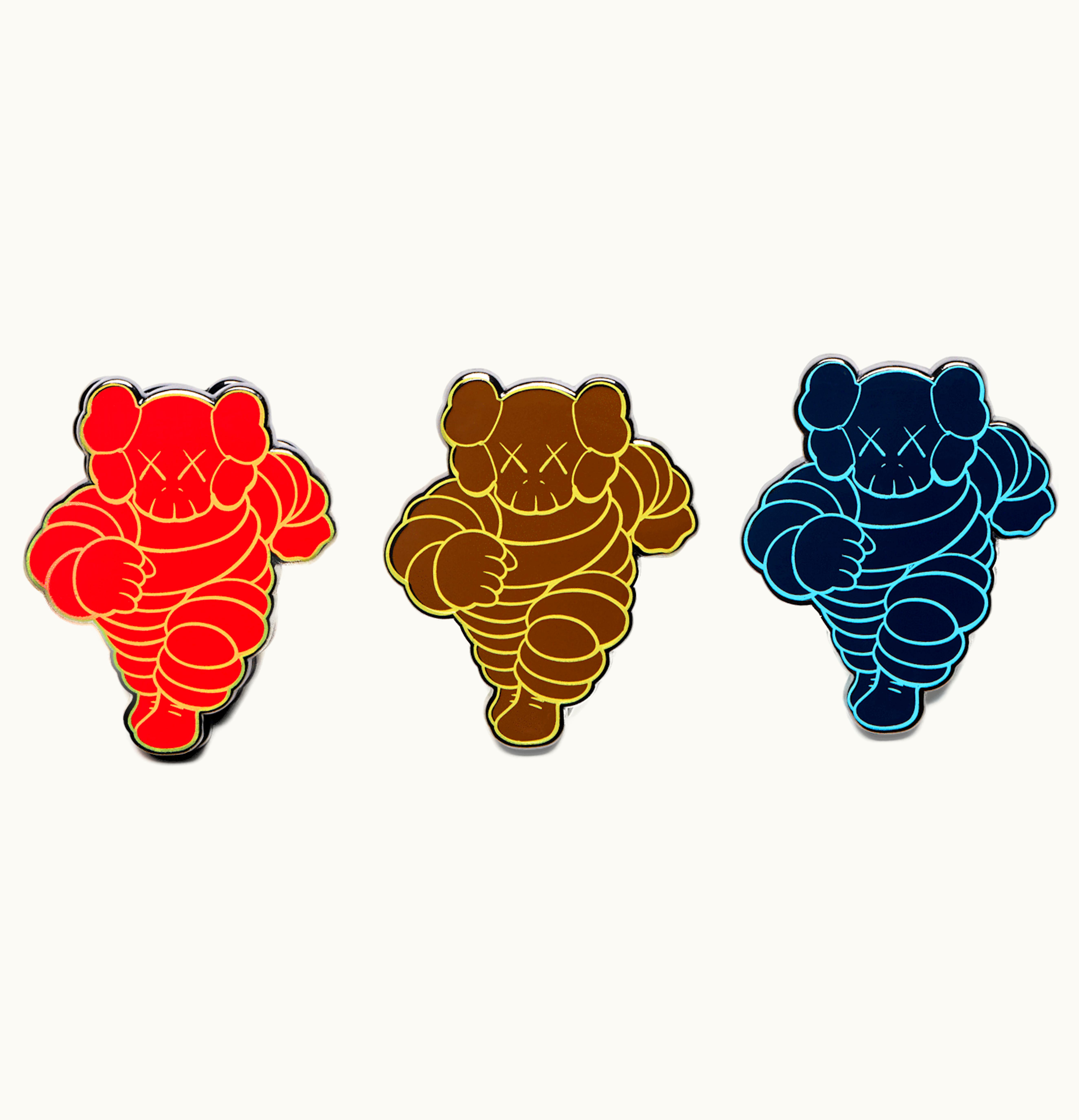KAWS KAWS Chum Pin Set of 3 Red Navy Olive
