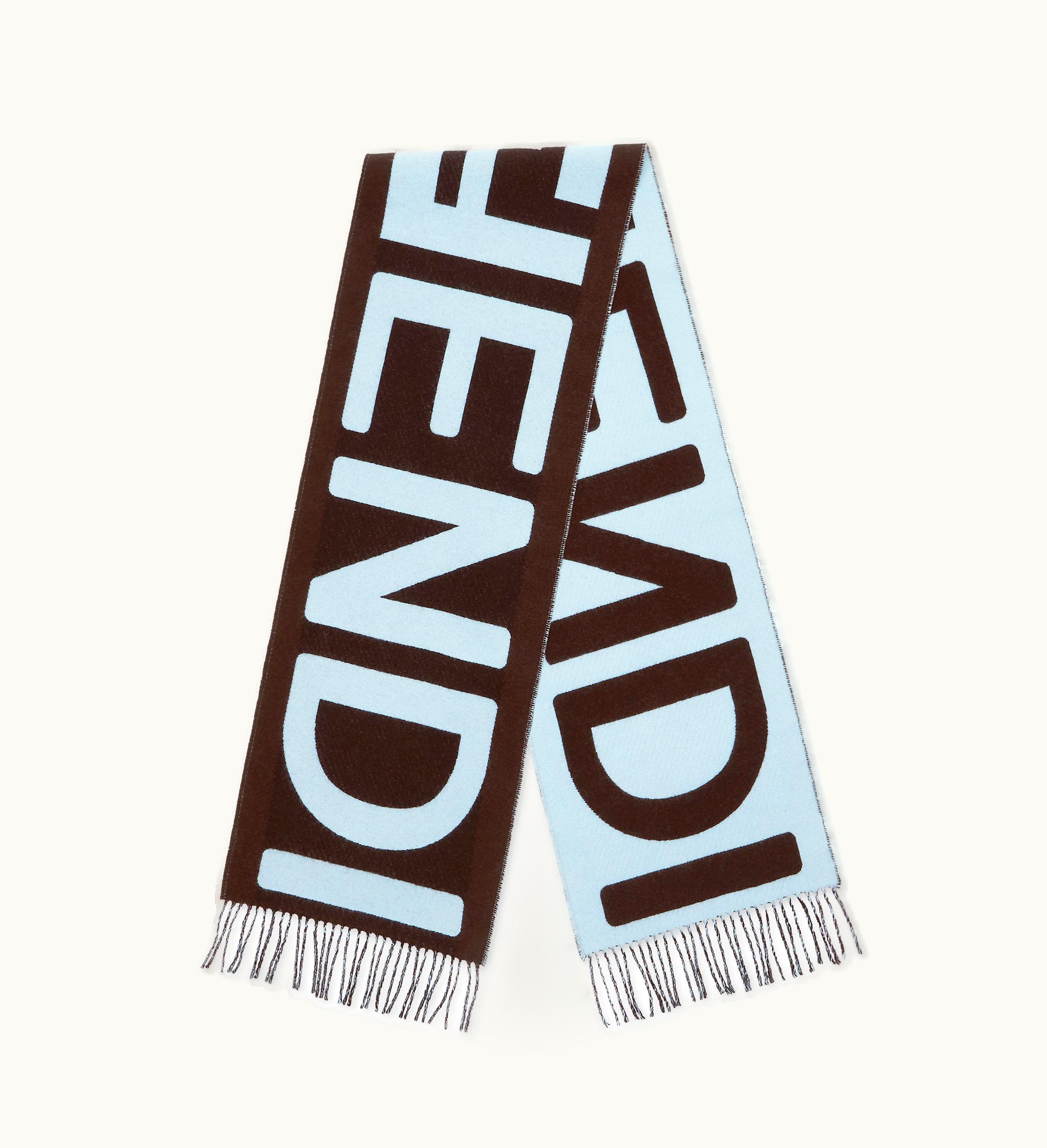 Fendi Fendi Scarf - Brown And Light Blue Wool Scarf