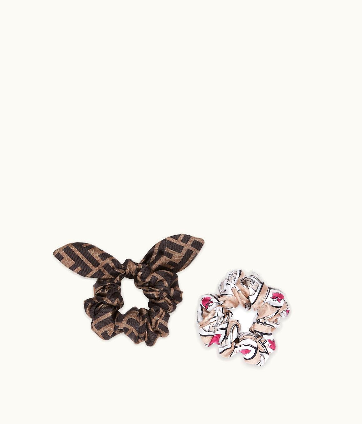Fendi Fendi FF Silk Hair Elastics Set Cyclamen Soft Pink