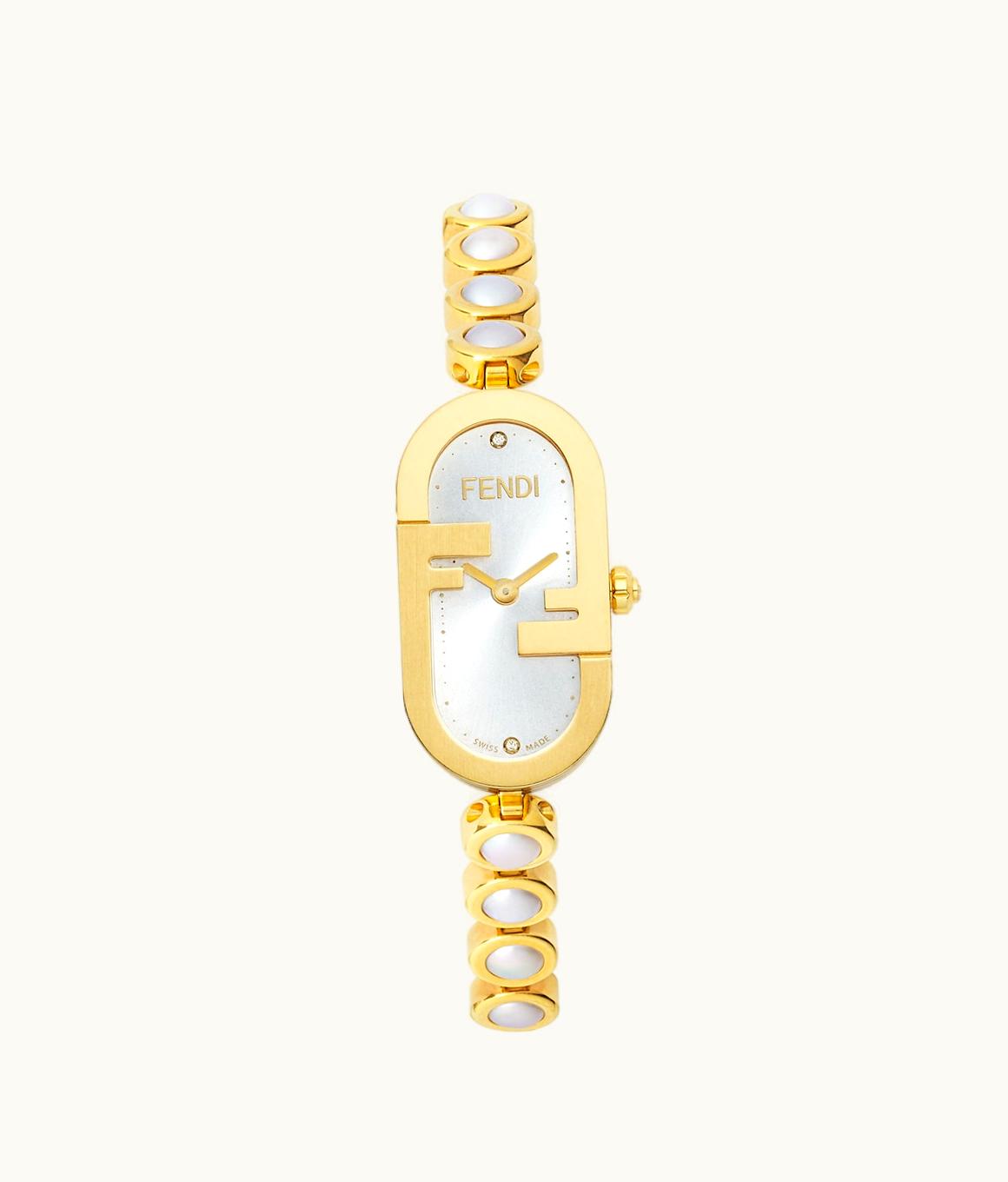 Fendi Fendi O'lock Vertical Oval Watch Stainless Steel Gold Pearl Grey