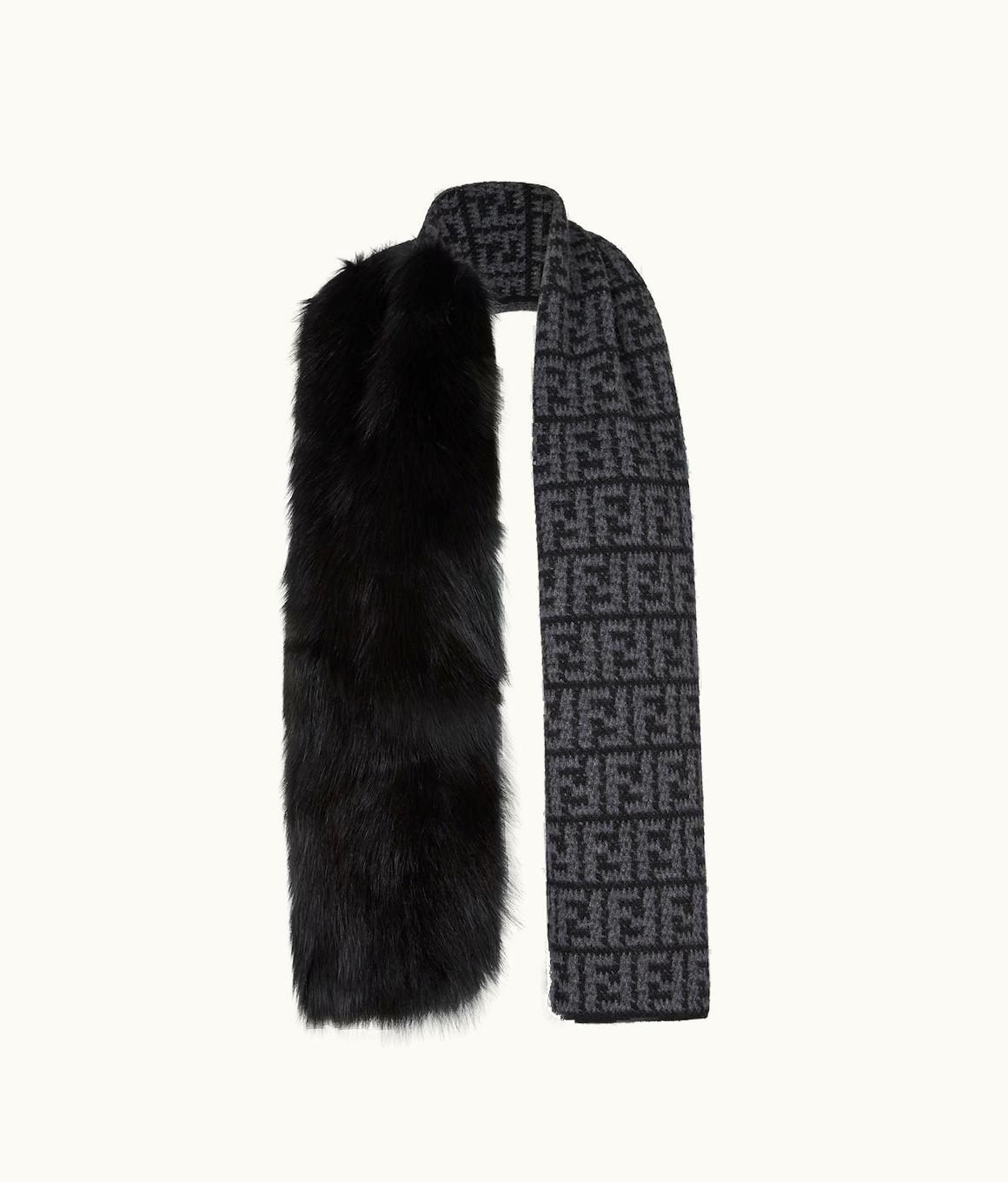 Fendi Fendi Scarf - Black Mink And Wool Scarf
