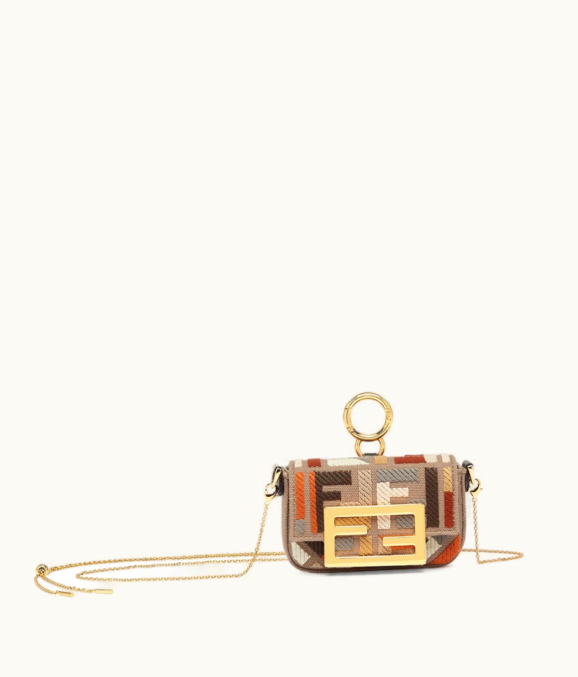 Fendi Fendi Nano Baguette Charm - Gray Canvas Charm