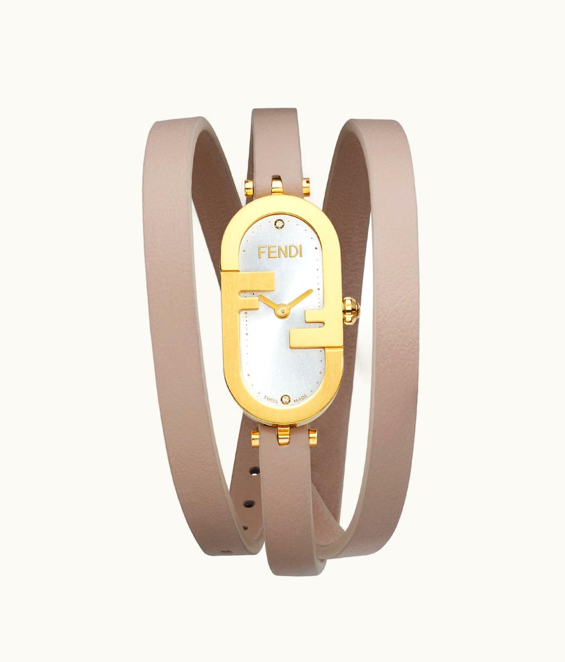 Fendi Fendi O'lock Vertical Gold Oval Watch With Diamond Accents