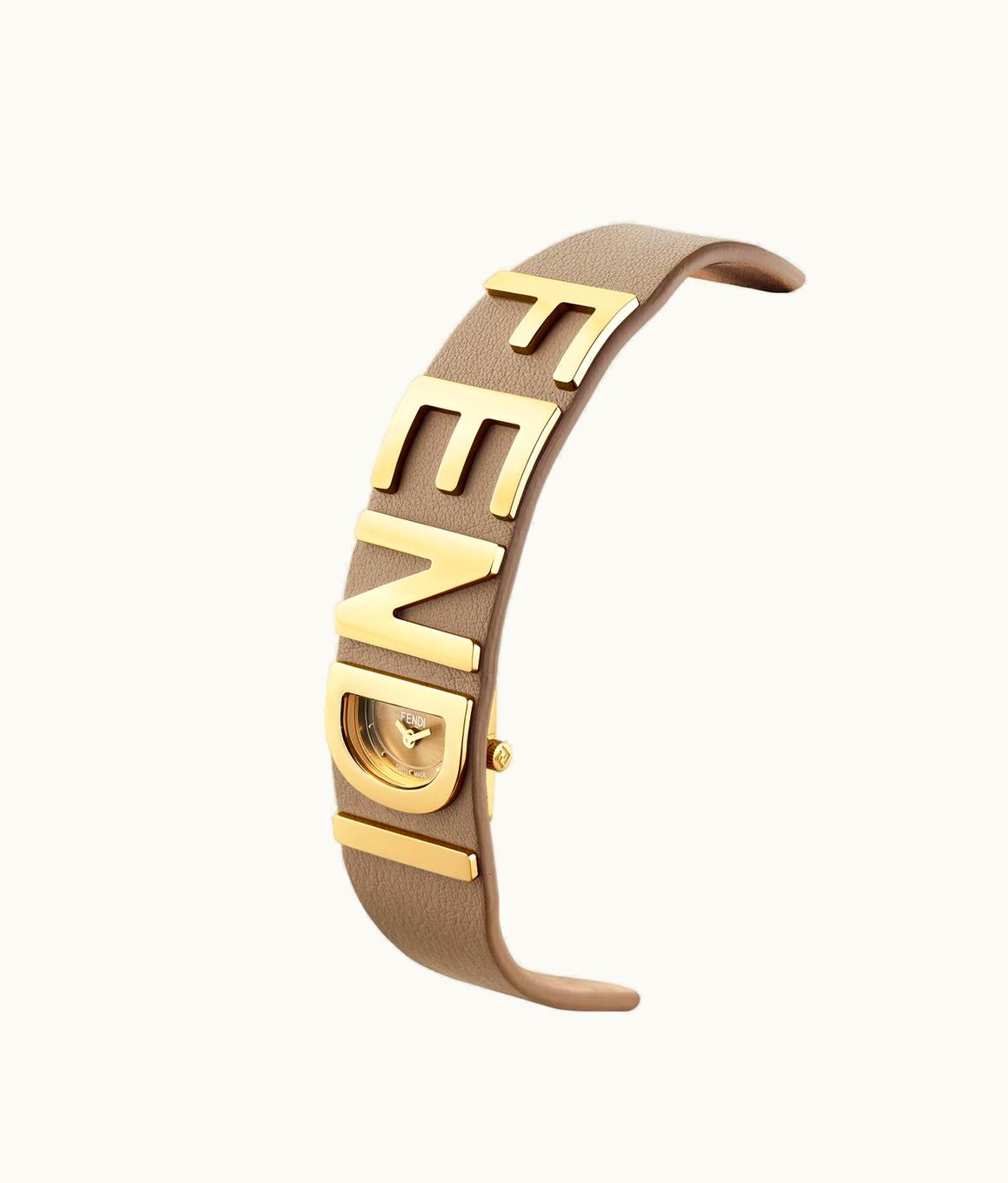 Fendi Fendi Fendigraphy D-Shape Bracelet Watch Stainless Steel Gold Dove Gray
