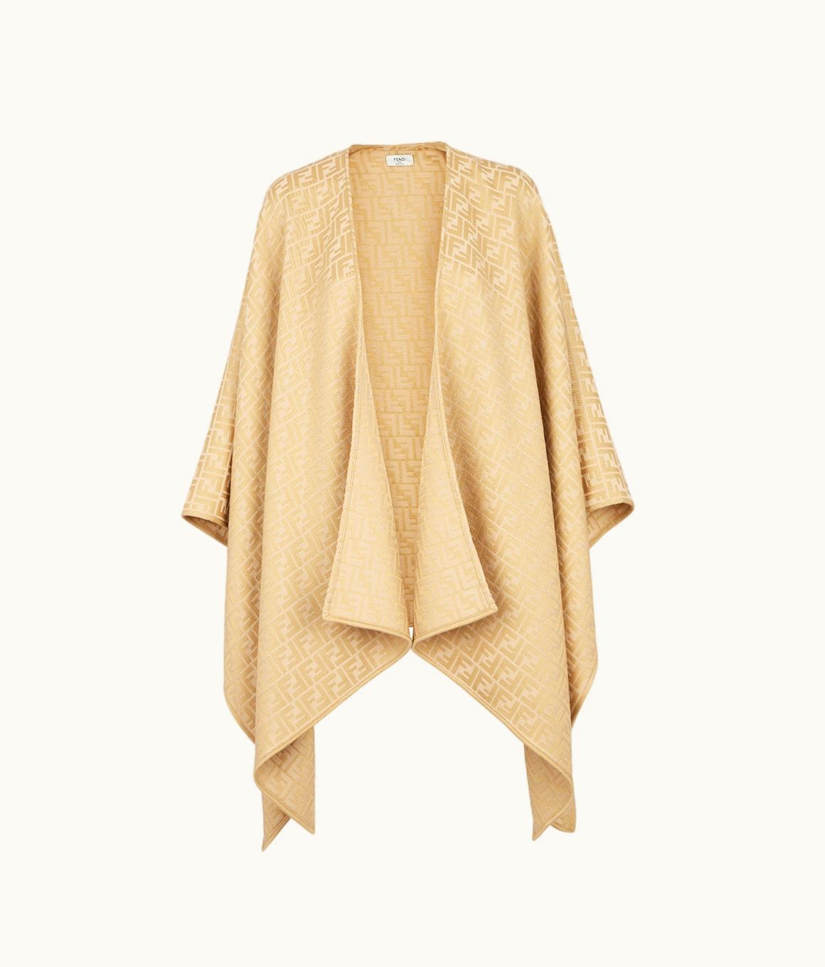 Fendi Fendi Poncho - Poncho In Beige Wool And Silk
