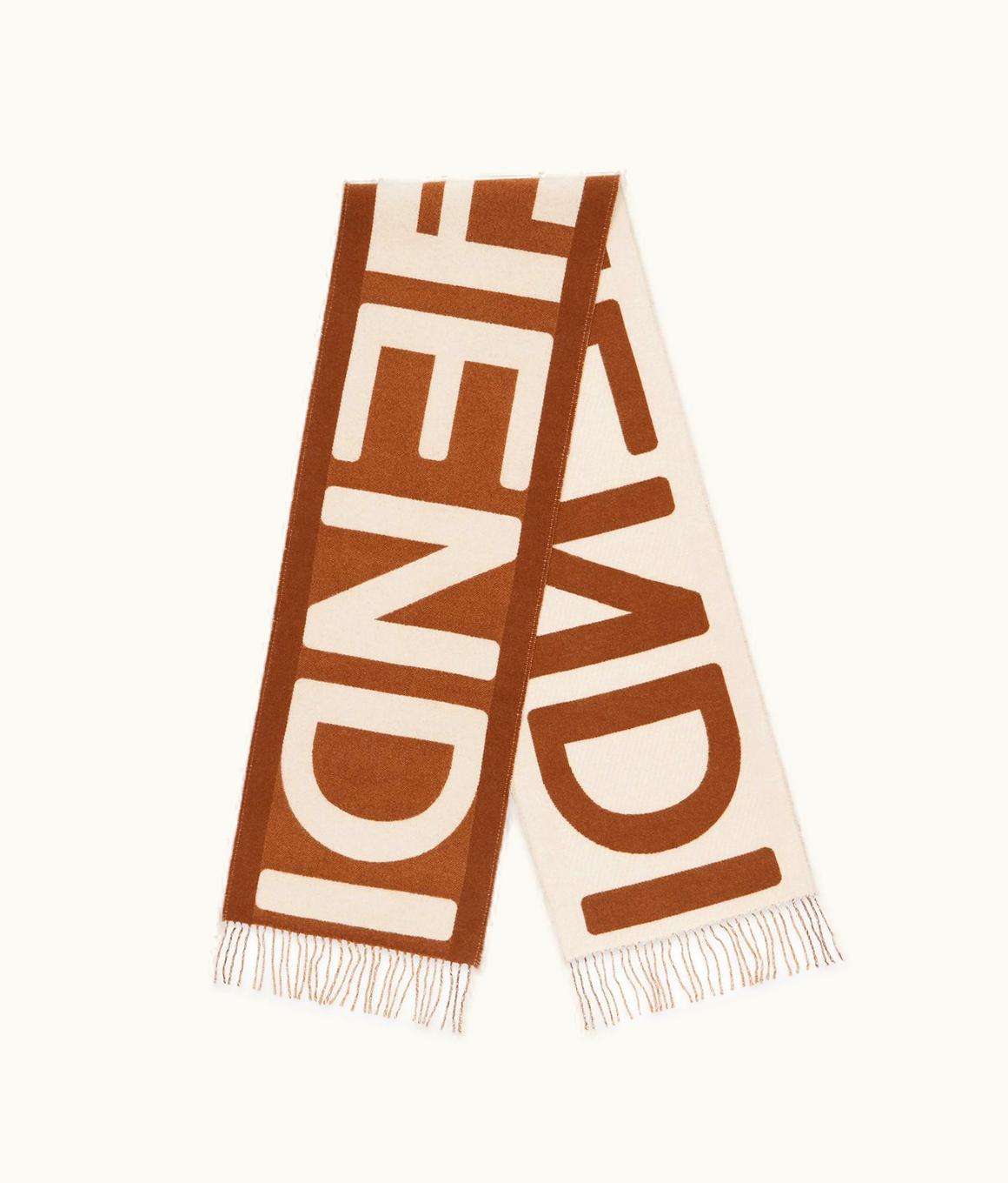 Fendi Fendi Scarf - Brown And Beige Wool Scarf