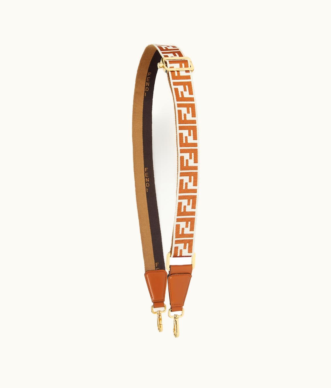 Fendi Fendi Reversible Shoulder Strap Strap You Webbing White Brown Pequin