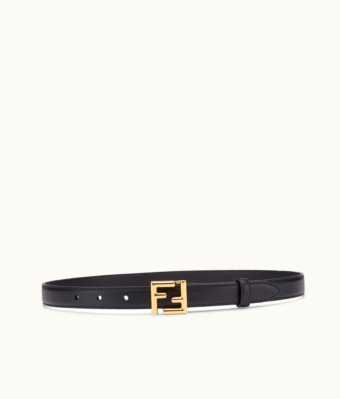 Fendi Fendi FF Slim Belt - Black Leather Belt