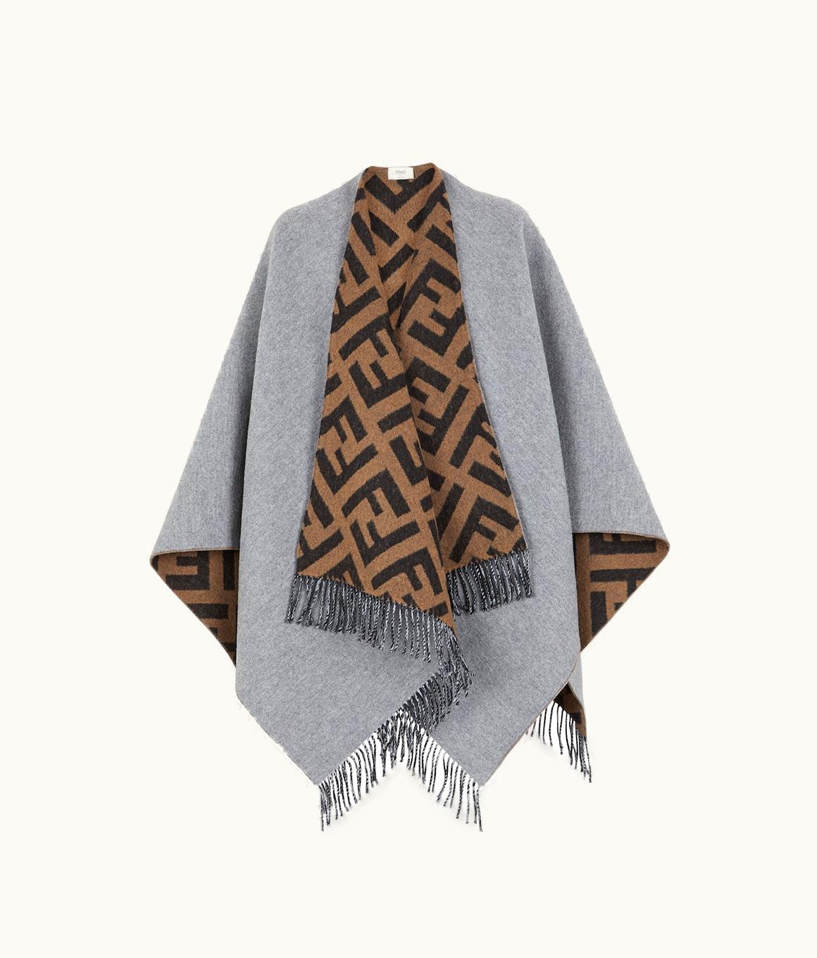 Fendi Fendi FF Poncho - Gray Wool And Cashmere Poncho