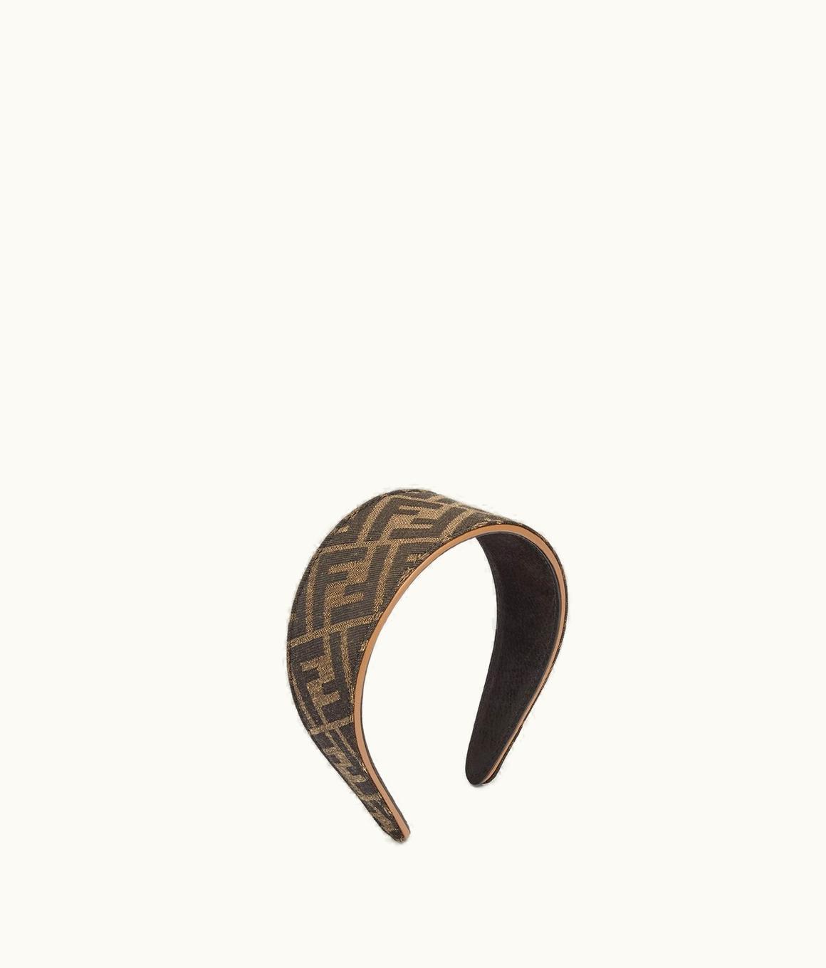 Fendi Fendi Headband - Brown FF Jacquard Fabric Stiff Band