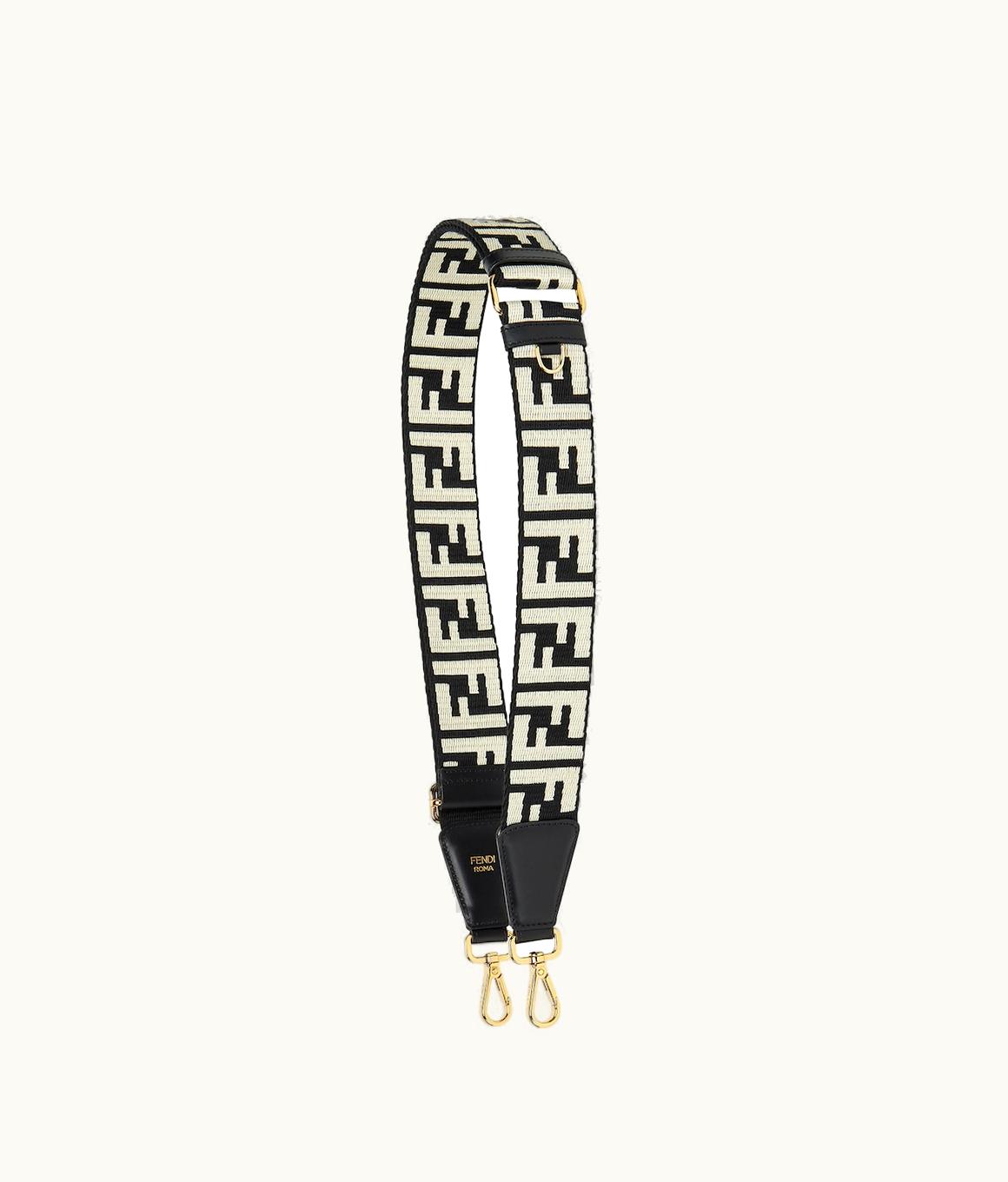 Fendi Fendi Strap You FF Ribbon Shoulder Strap Black Beige Gold