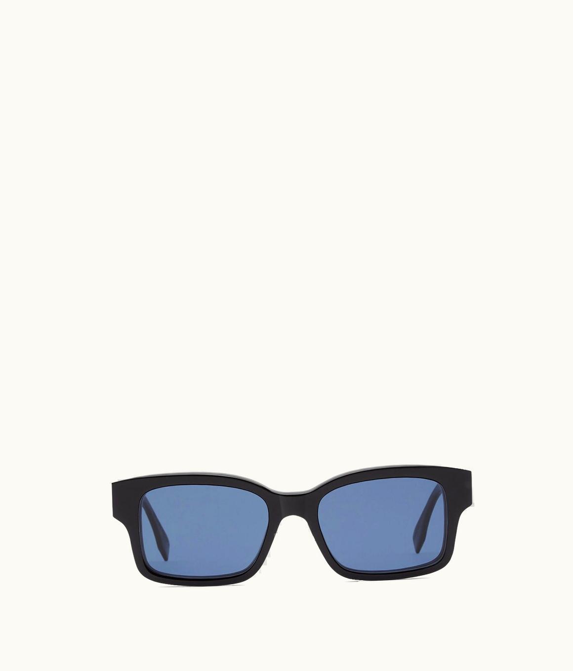 Fendi Fendi O'Lock Rectangular Sunglasses Black Blue Gold