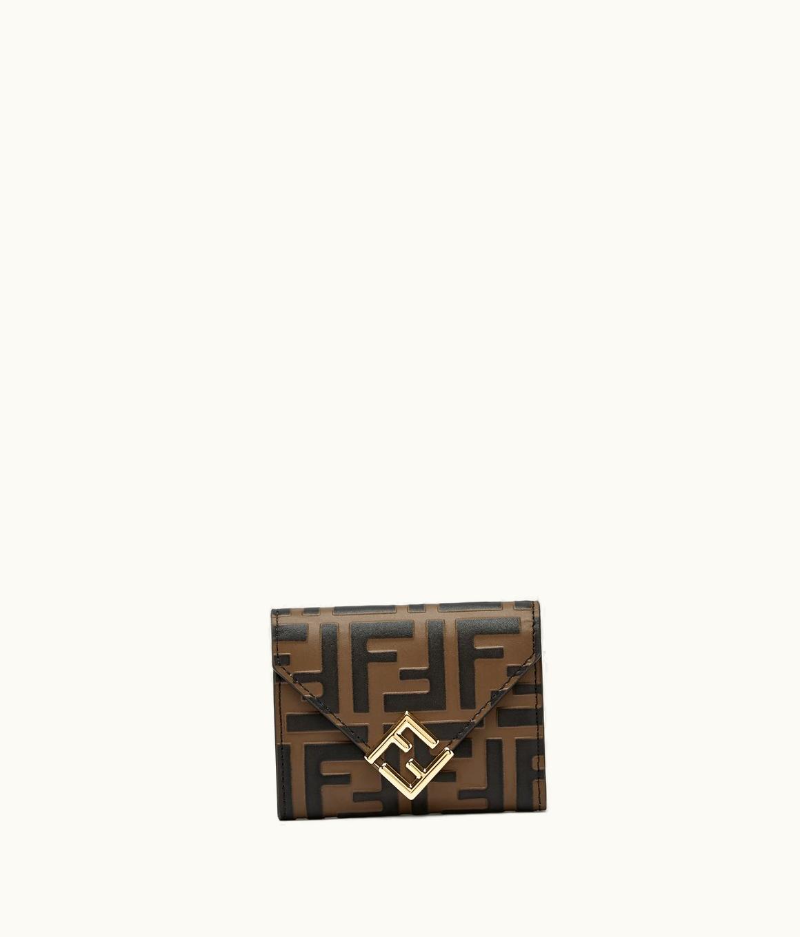 Fendi Fendi FF Diamonds Medium Wallet - Brown And Black Leather