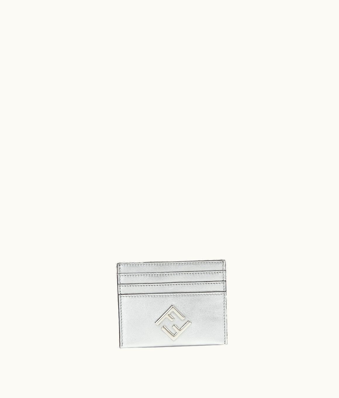 Fendi Fendi FF Diamonds Card Case - Silver Laminated Leather Flat Card Holder