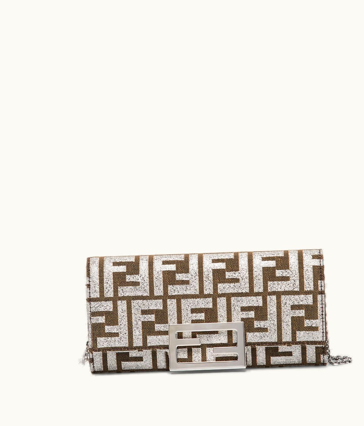 Fendi Fendi Baguette Continental Wallet With Chain - Wallet In Laminated Jacquard FF Fabric