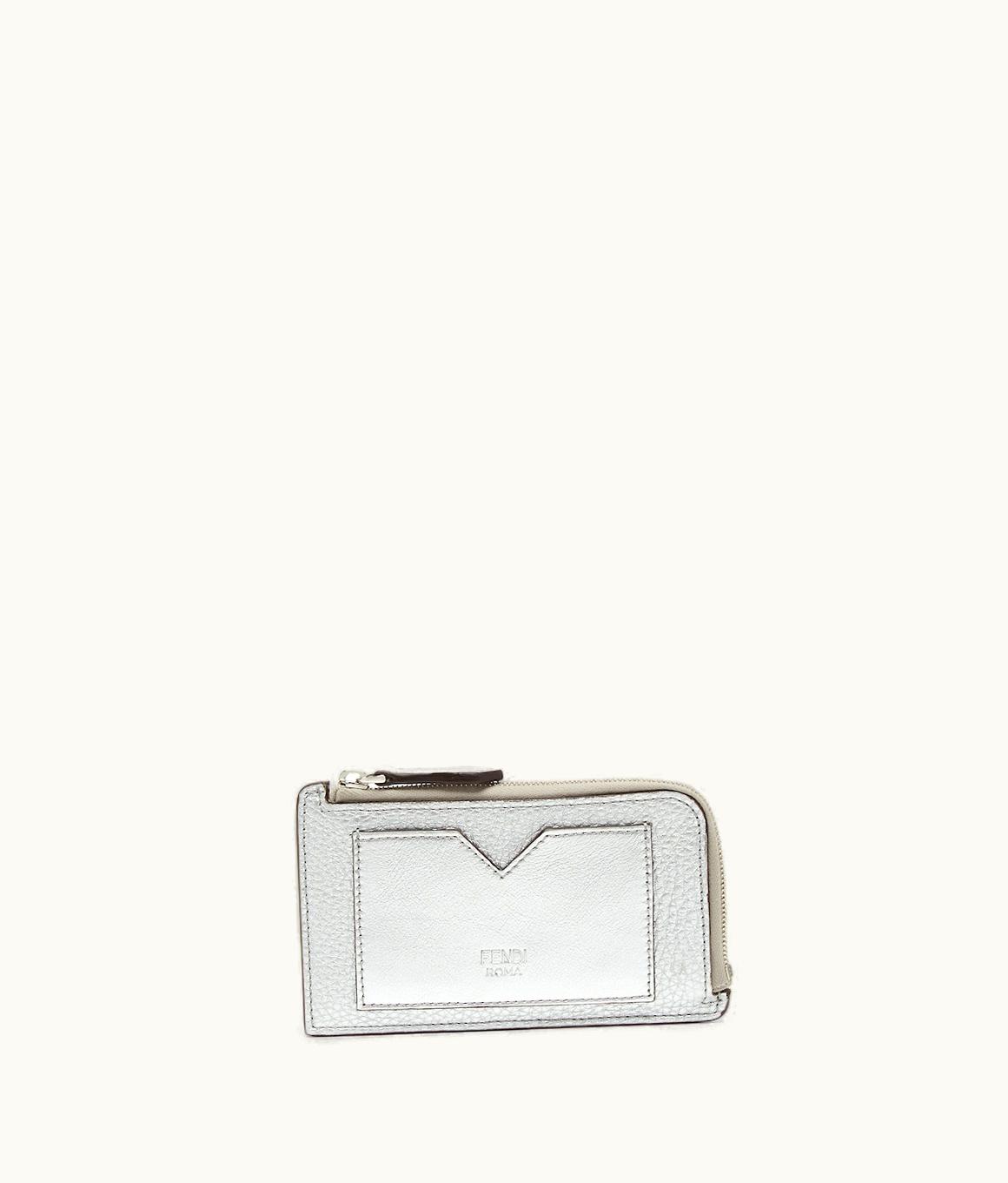 Fendi Fendi Peekaboo Card Case - Silver Leather Cardholder