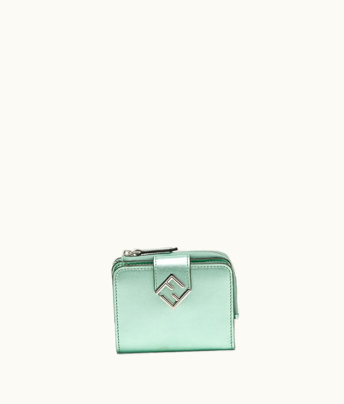 Fendi Fendi FF Diamonds Wallet Model 2022 Laminated Leather Wallet Light Green