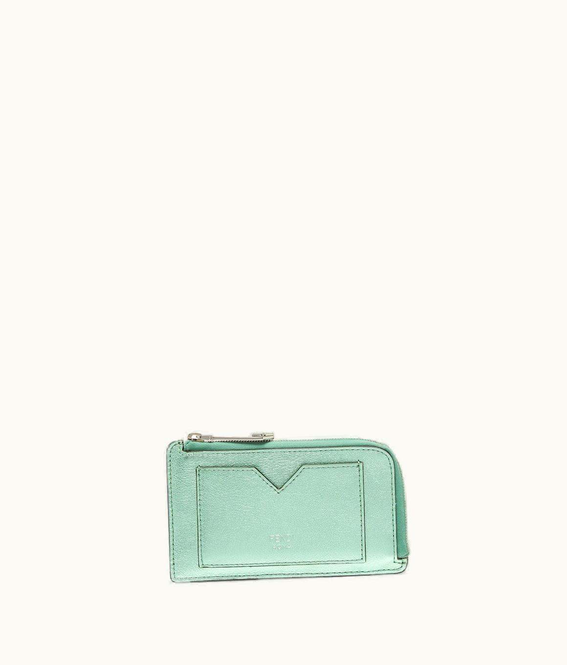 Fendi Fendi FF Diamonds Card Case - Laminated Green Leather Card Holder