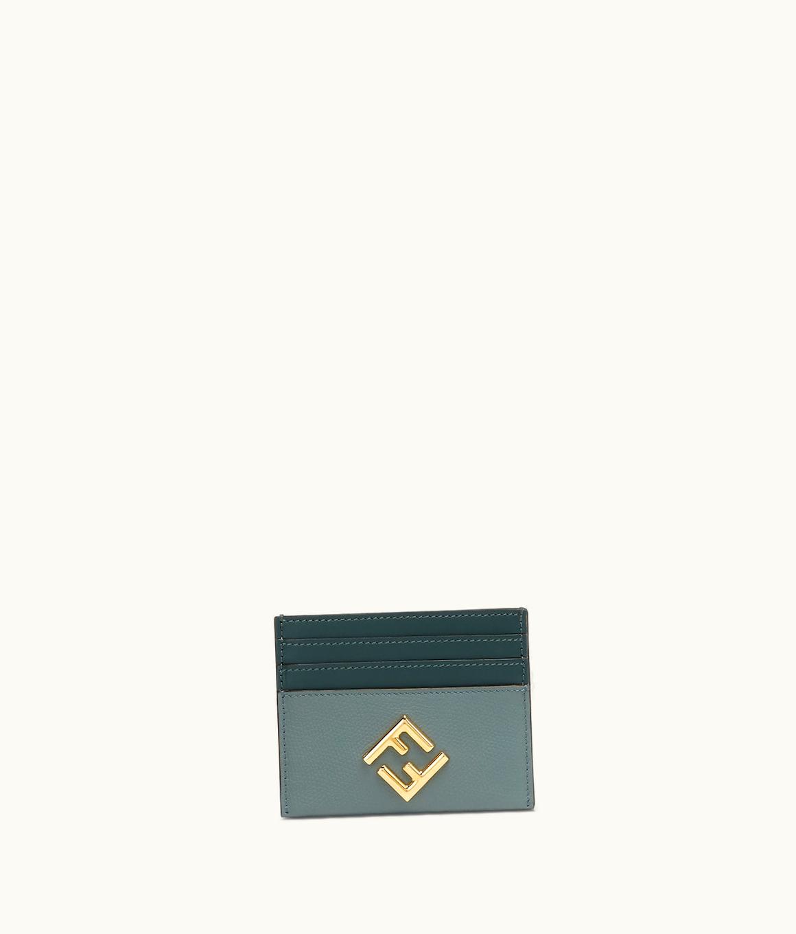 Fendi Fendi FF Diamonds Card Case - Green Leather Flat Card Holder