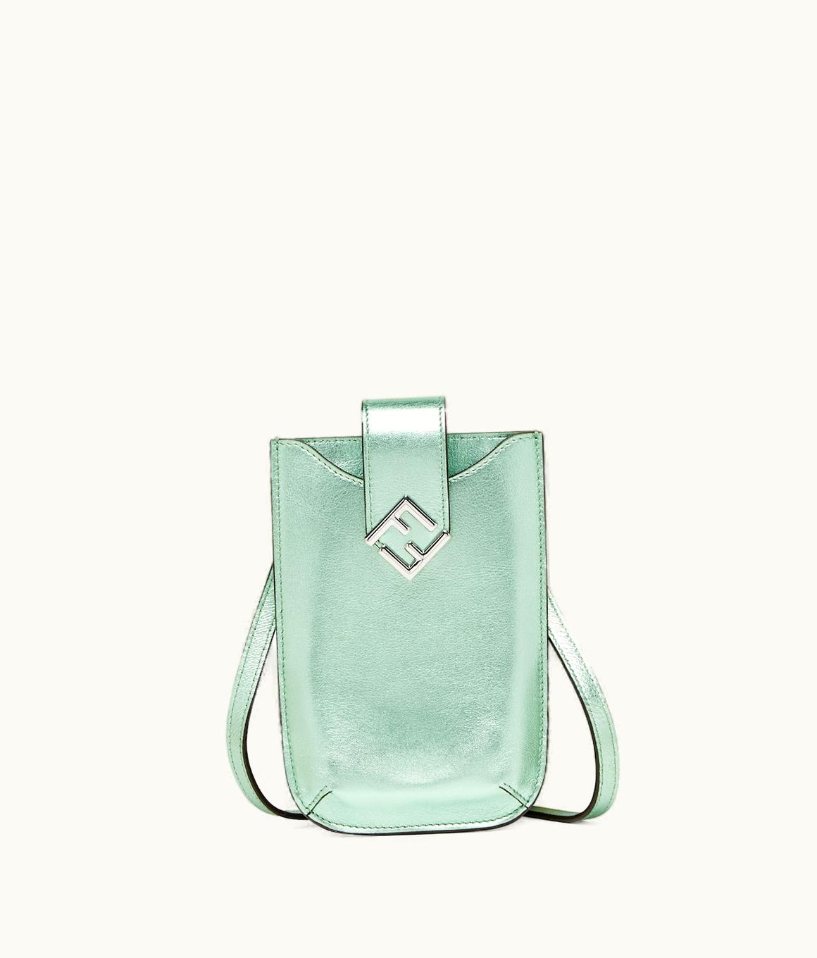 Fendi Fendi FF Diamonds Phone Pouch - Green Laminated Leather Pouch