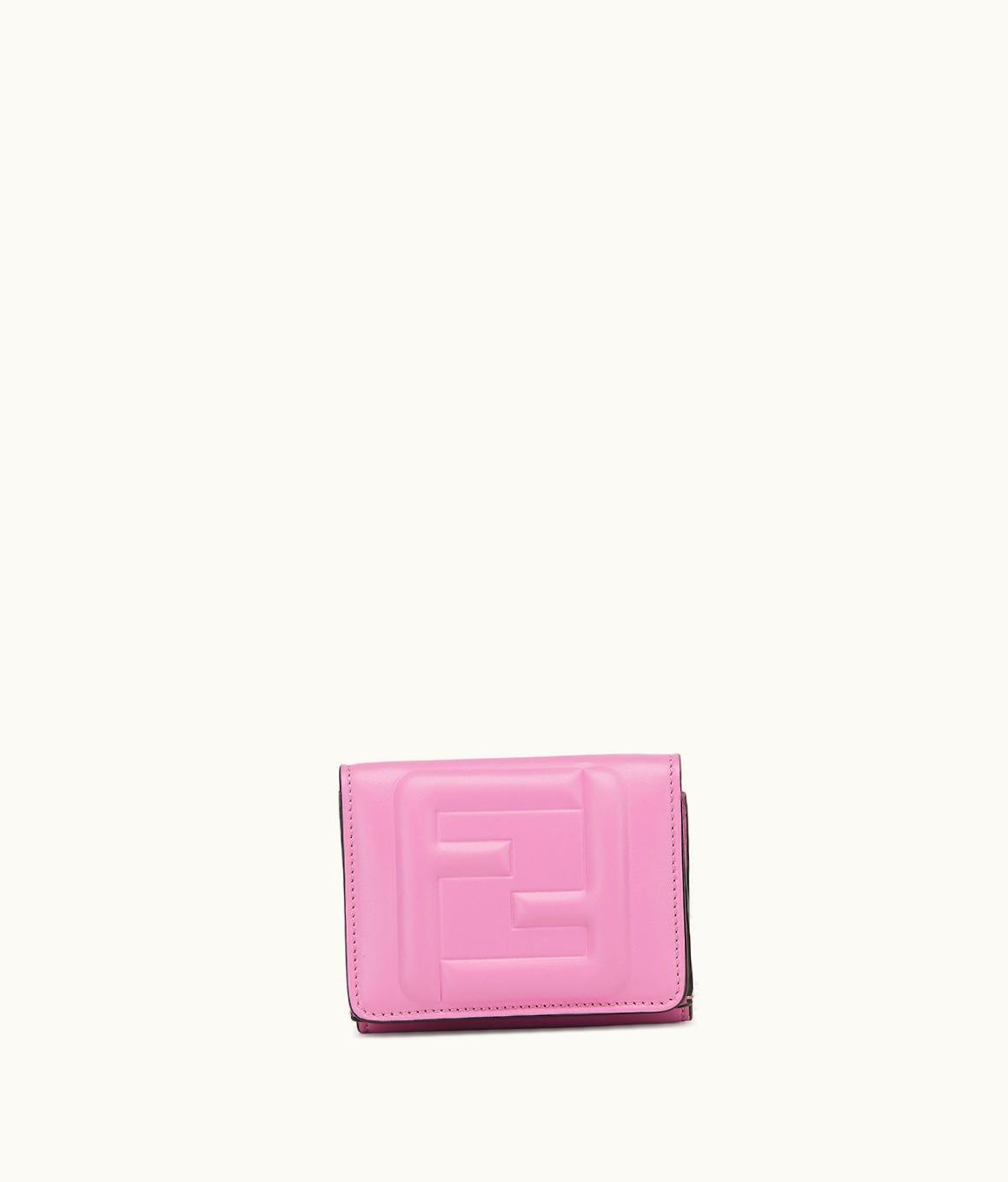 Fendi Fendi Micro Trifold FF Cube - Pink Leather Wallet