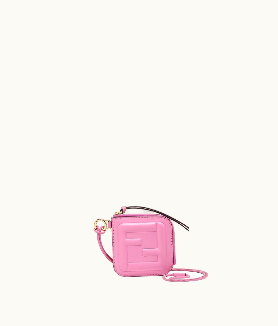 Fendi Fendi FF Cube Card Case - Pink Leather Card Holder