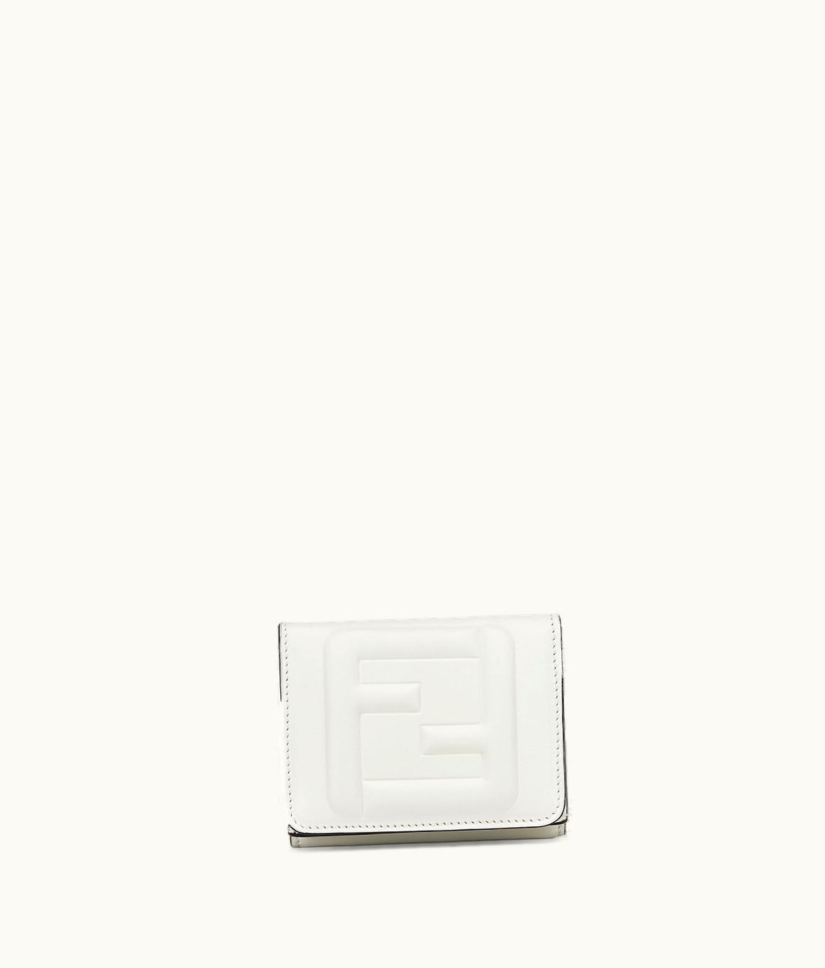 Fendi Fendi Micro Trifold FF Cube - White Leather Wallet