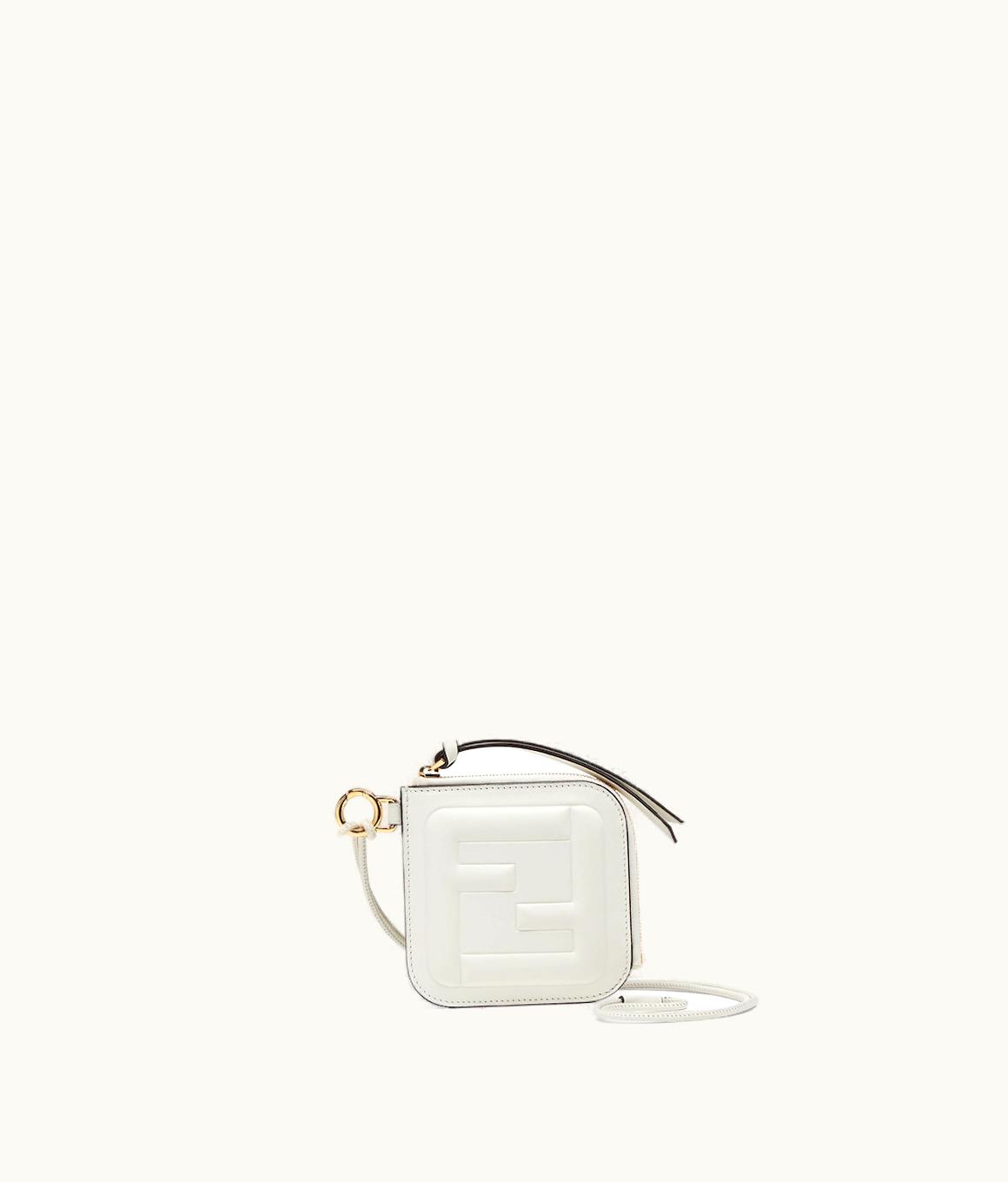 Fendi Fendi FF Cube Card Case - White Leather Card Holder