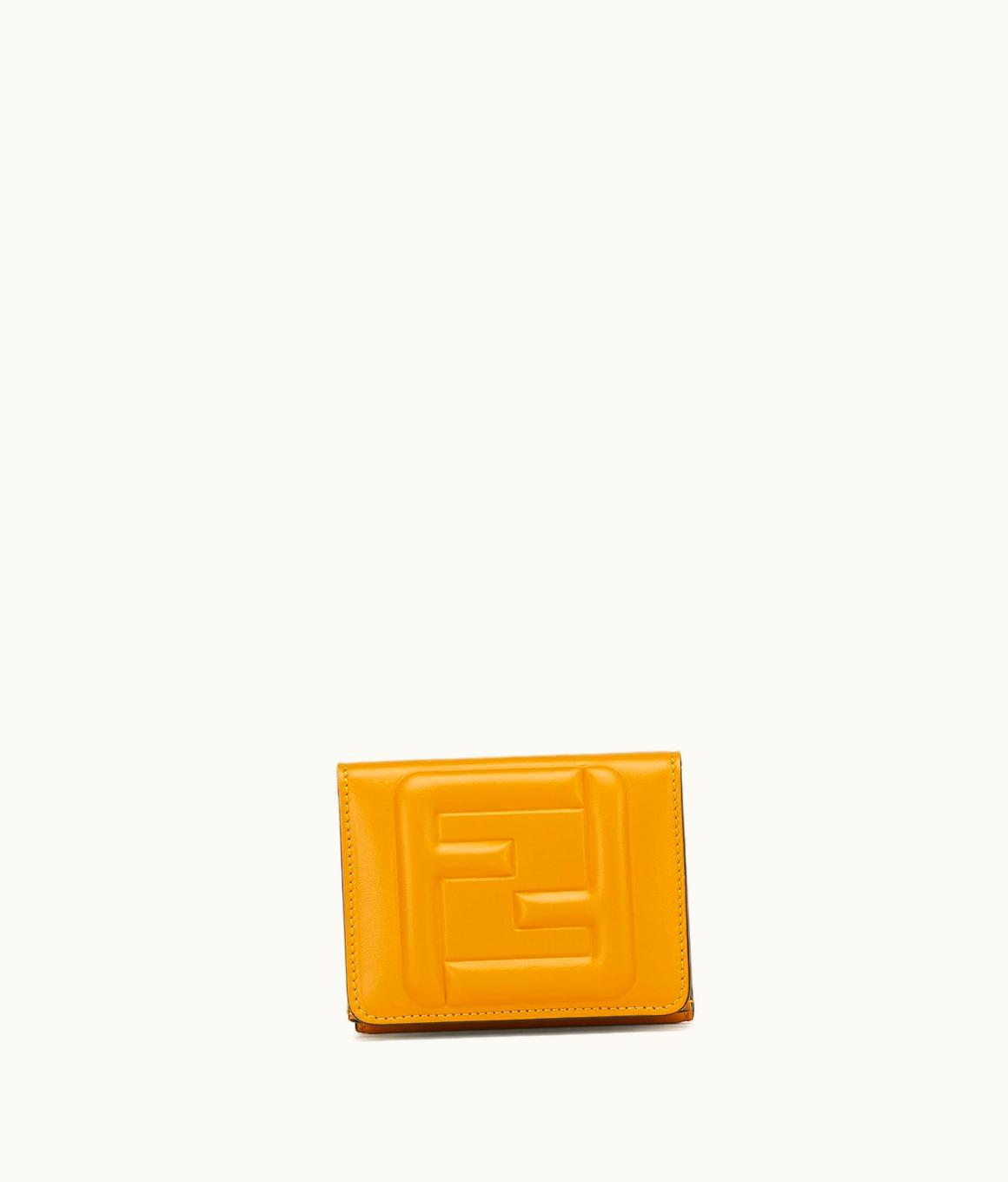 Fendi Fendi Micro Trifold FF Cube - Yellow Leather Wallet