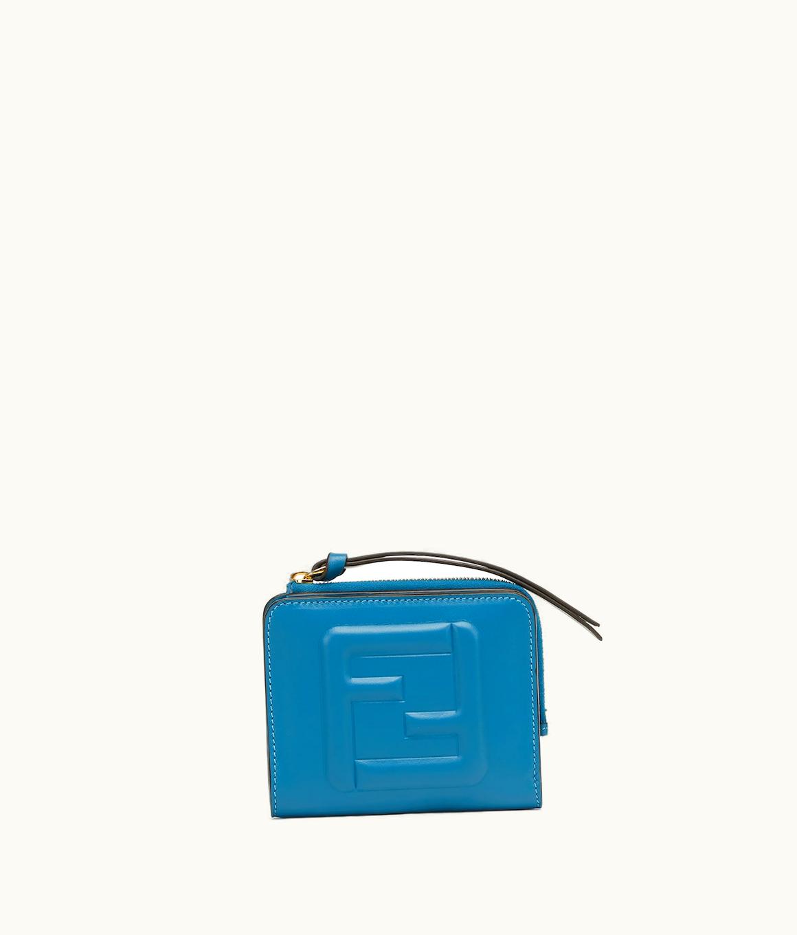 Fendi Fendi FF Cube Wallet - Light Blue Leather Wallet