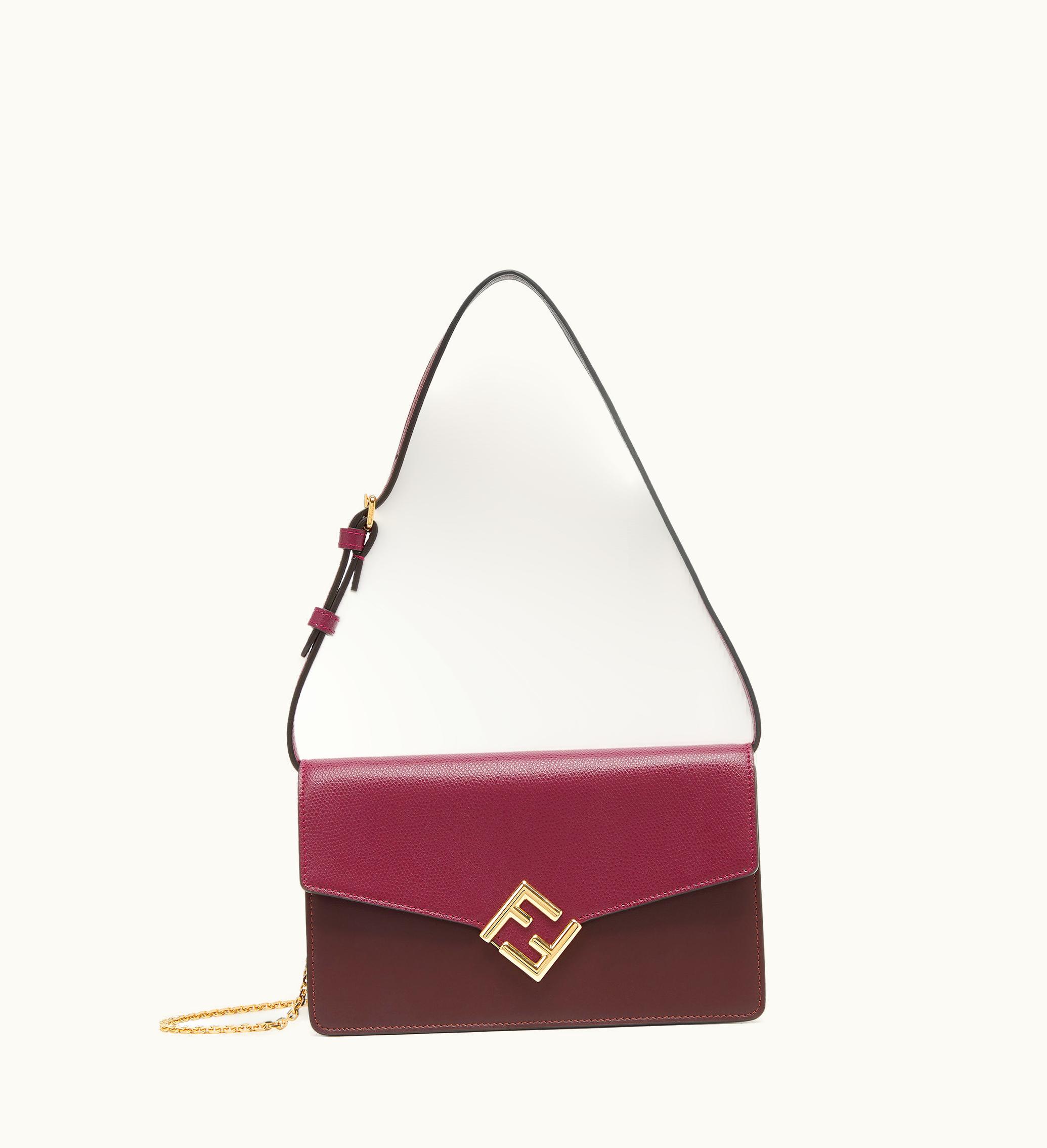 Fendi Fendi FF Diamonds Wallet On Chain - Burgundy Leather Wallet