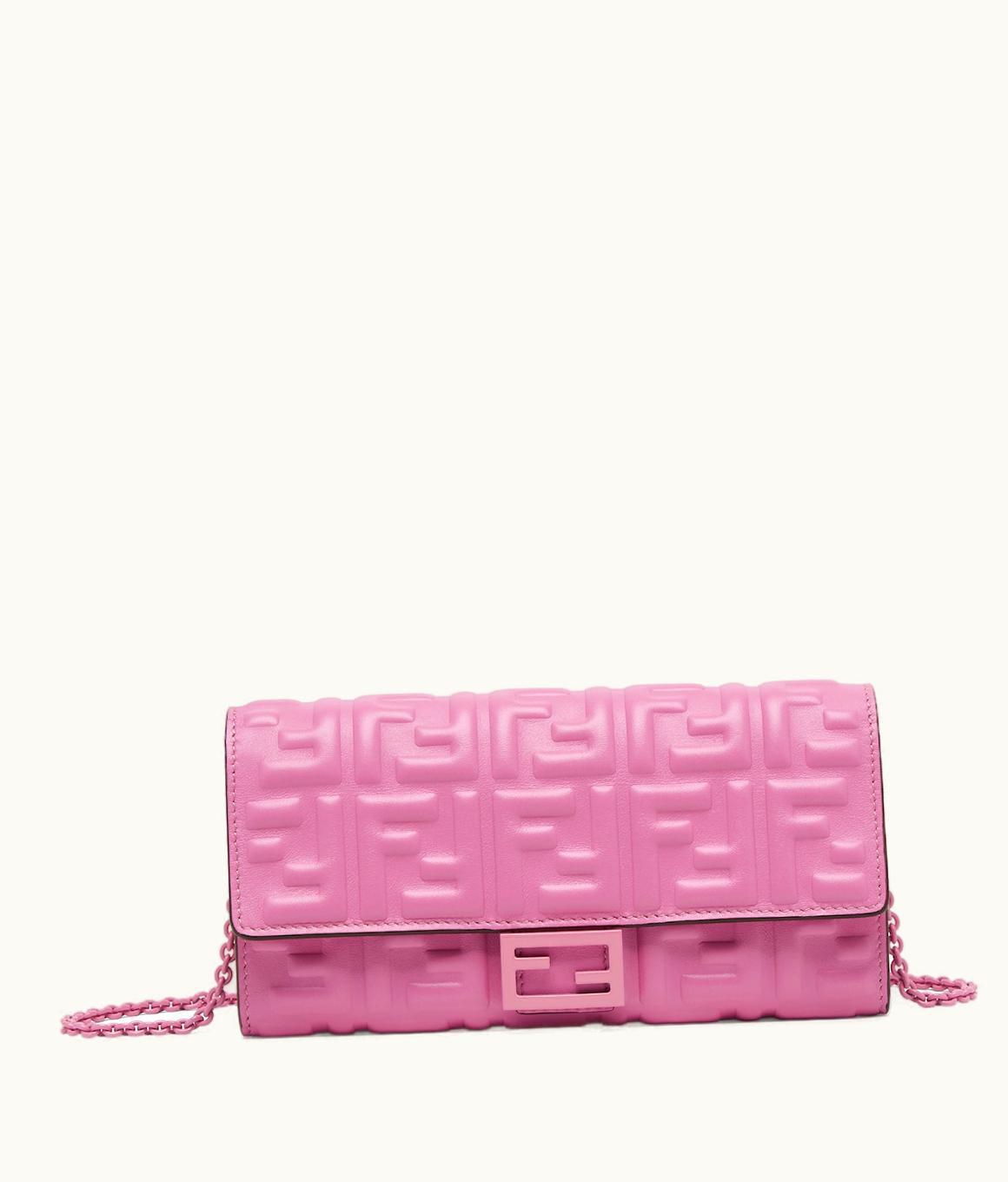 Fendi Fendi Baguette Continental Wallet With Chain - Pink Nappa Leather Wallet