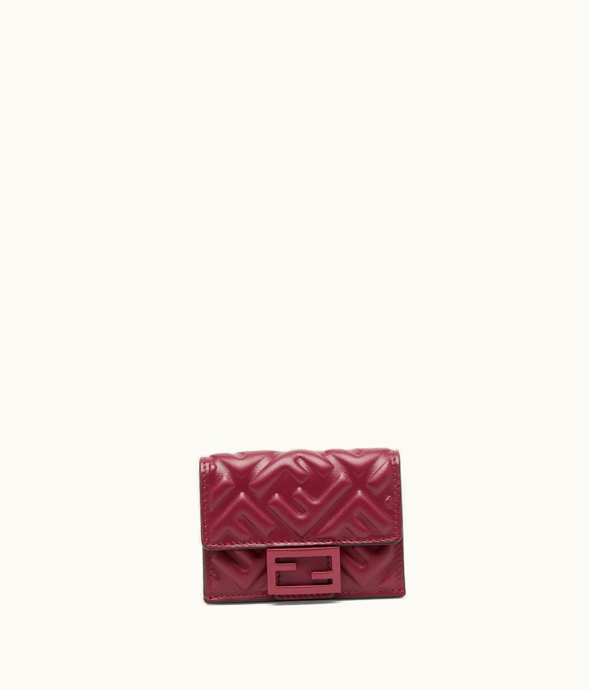 Fendi Fendi Baguette Micro Trifold - Burgundy Nappa Leather Wallet